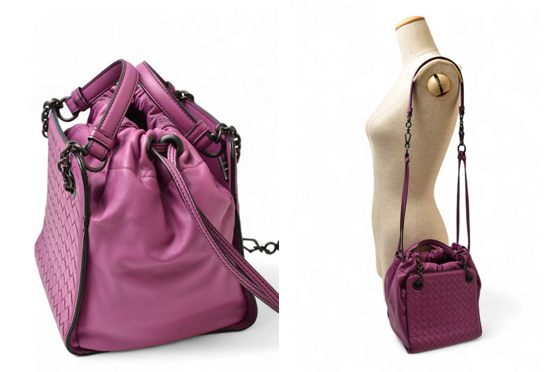 ボッテガヴェネタ ハンドバッグ/ショルダーバッグ 2way BOTTEGA VENETA バッグ 巾着 パープル【中古】