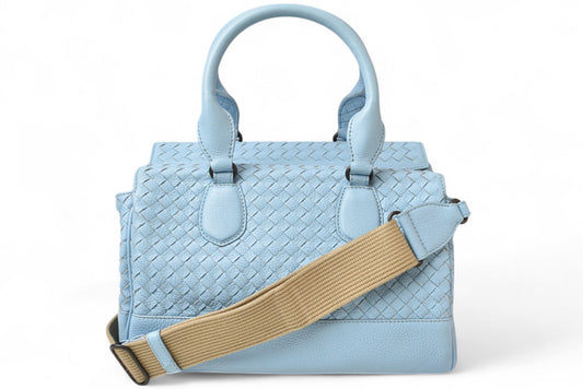 ボッテガヴェネタ ミニボストン/ショルダーバッグ 2way BOTTEGA VENETA バッグ イントレチャート スカイブルー【中古】