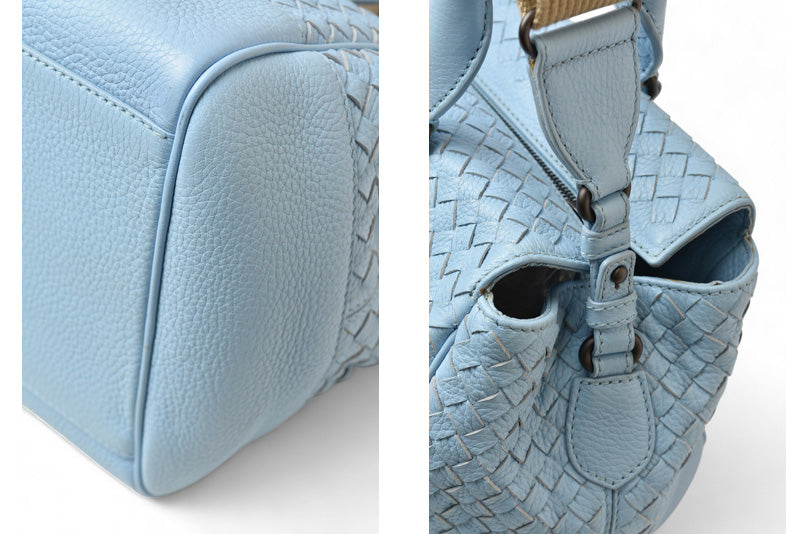 ボッテガヴェネタ ミニボストン/ショルダーバッグ 2way BOTTEGA VENETA バッグ イントレチャート スカイブルー【中古】