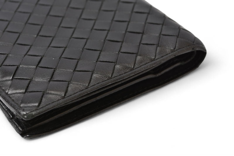 ボッテガヴェネタ 財布/二つ折り財布 BOTTEGA VENETA 折財布 イントレチャート ブラック 169731【中古】