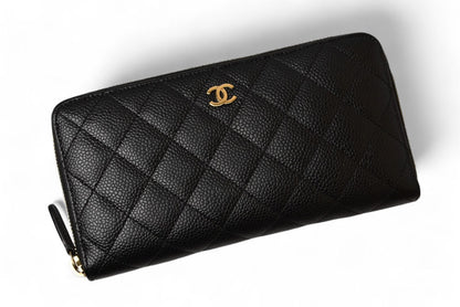 シャネル 財布 CHANEL 長財布/マトラッセ キャビアスキン A50097 ブラック/ゴールド【中古】