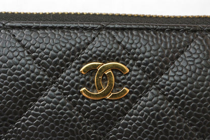 シャネル 財布 CHANEL 長財布/マトラッセ キャビアスキン A50097 ブラック/ゴールド【中古】