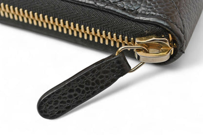 シャネル 財布 CHANEL 長財布/マトラッセ キャビアスキン A50097 ブラック/ゴールド【中古】