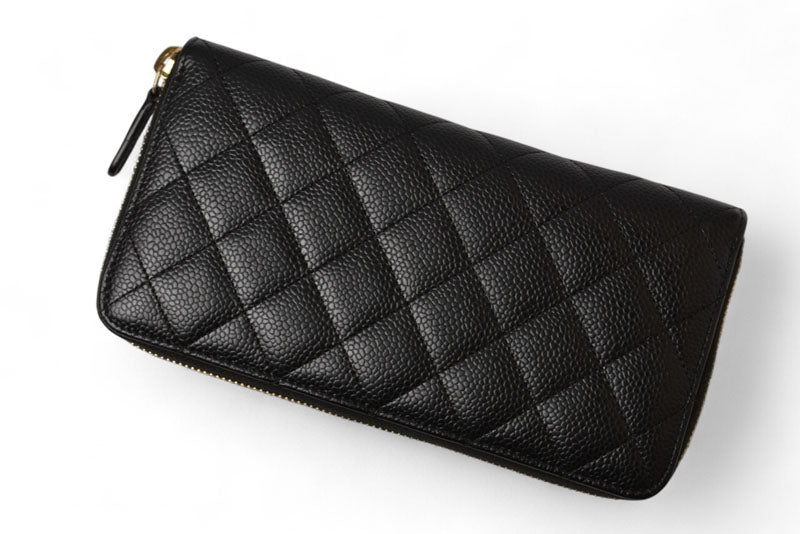シャネル 財布 CHANEL 長財布/マトラッセ キャビアスキン A50097 ブラック/ゴールド【中古】
