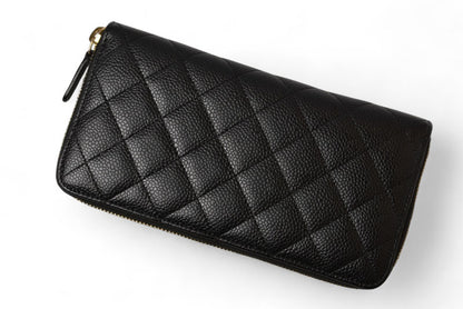シャネル 財布 CHANEL 長財布/マトラッセ キャビアスキン A50097 ブラック/ゴールド【中古】