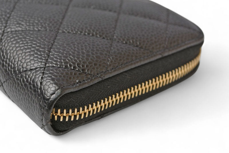シャネル 財布 CHANEL 長財布/マトラッセ キャビアスキン A50097 ブラック/ゴールド【中古】