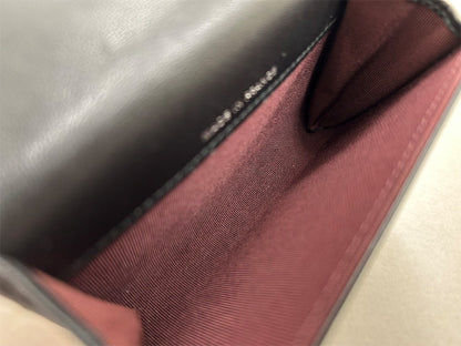 シャネル コインケース/カードケース CHANEL ラムスキン ブラック/ボルドー シルバー金具【中古】