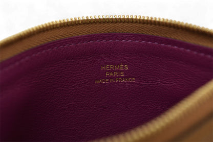 エルメス カードケース/コインケース/ミニポーチ HERMES フラット アトゥー PM レザー Ｄ刻 ブラウン/パープル【中古】
