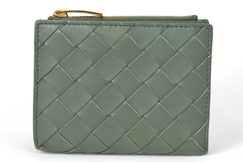 ボッテガ ヴェネタ 財布/二つ折り BOTTEGA VENETA ミニ財布 707601 イントレチャート ミント/グリーン系【中古】