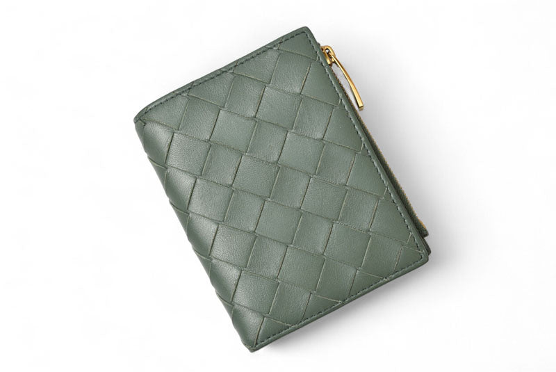 ボッテガ ヴェネタ 財布/二つ折り BOTTEGA VENETA ミニ財布 707601 イントレチャート ミント/グリーン系【中古】