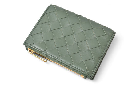 ボッテガ ヴェネタ 財布/二つ折り BOTTEGA VENETA ミニ財布 707601 イントレチャート ミント/グリーン系【中古】