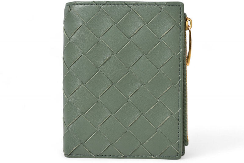 ボッテガ ヴェネタ 財布/二つ折り BOTTEGA VENETA ミニ財布 707601 イントレチャート ミント/グリーン系【中古】