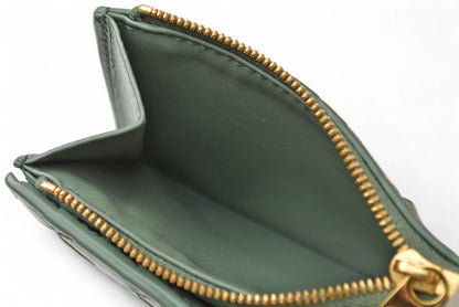 ボッテガ ヴェネタ 財布/二つ折り BOTTEGA VENETA ミニ財布 707601 イントレチャート ミント/グリーン系【中古】