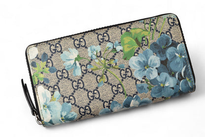 グッチ 財布 GUCCI 長財布 GG BLOOMS/GGブルームス スプリームキャンバス 408665 KU2HN 8499 ブルー/ベージュ【中古】