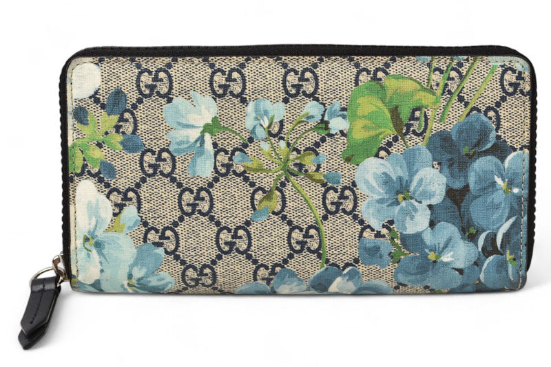 グッチ 財布 GUCCI 長財布 GG BLOOMS/GGブルームス スプリームキャンバス 408665 KU2HN 8499 ブルー/ベージュ【中古】