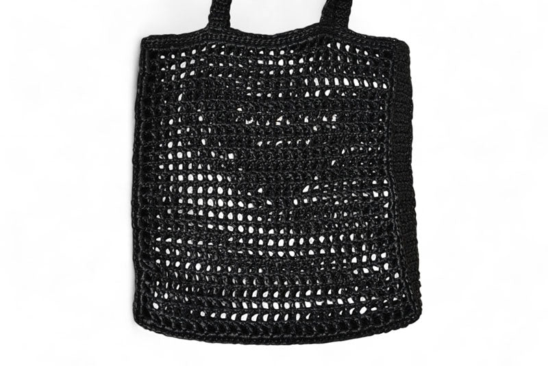 プラダ トートバッグ PRADA バッグ ロゴ ラフィア カゴ ブラック/ホワイト 1BG393【中古】
