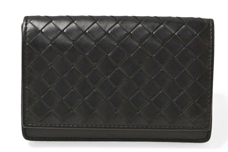 ボッテガヴェネタ カードケース/名刺入れ BOTTEGA VENETA イントレチャート レザー ブラック 174646【中古】