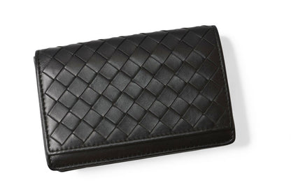 ボッテガヴェネタ カードケース/名刺入れ BOTTEGA VENETA イントレチャート レザー ブラック 174646【中古】