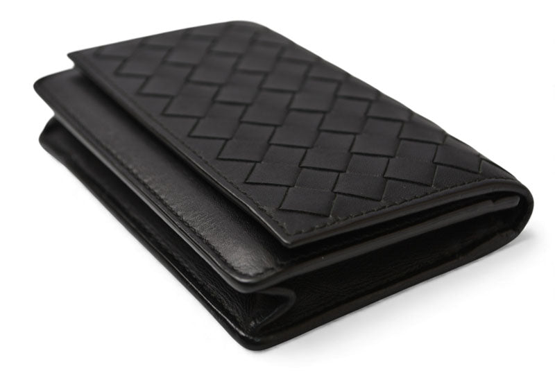 ボッテガヴェネタ カードケース/名刺入れ BOTTEGA VENETA イントレチャート レザー ブラック 174646【中古】