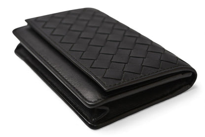 ボッテガヴェネタ カードケース/名刺入れ BOTTEGA VENETA イントレチャート レザー ブラック 174646【中古】