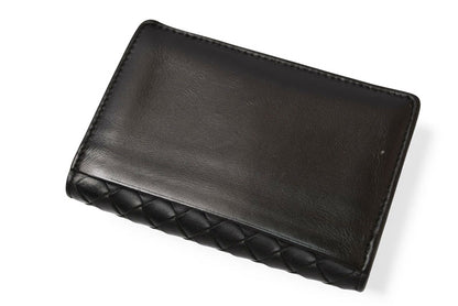 ボッテガヴェネタ カードケース/名刺入れ BOTTEGA VENETA イントレチャート レザー ブラック 174646【中古】