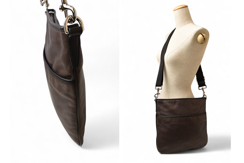 ロエベ ショルダーバッグ/クロスボディ アナグラム LOEWE バッグ ダークブラウン ヴィンテージ【中古】