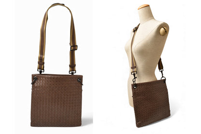 ボッテガヴェネタ ショルダーバッグ/メッセンジャーバッグ BOTTEGA VENETA クロスボディ イントレチャートVN ライトブラウン 172726【中古】