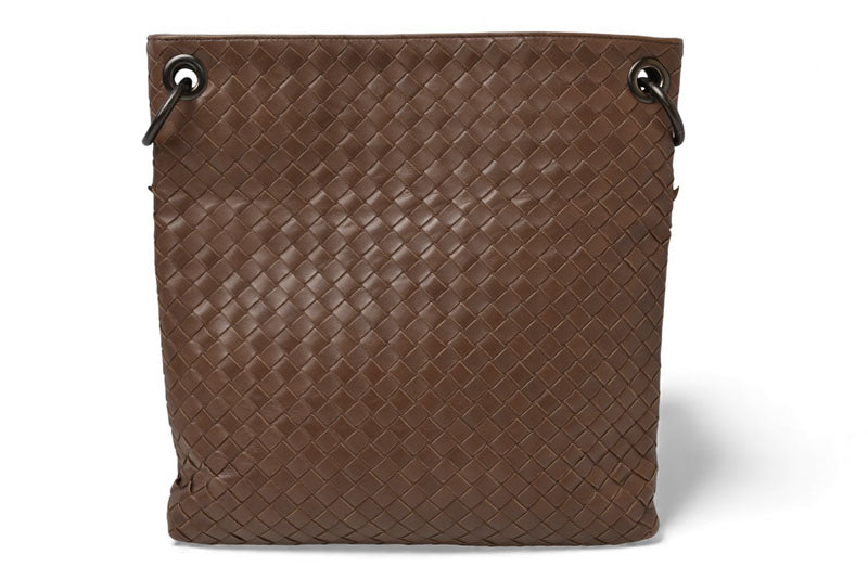 ボッテガヴェネタ ショルダーバッグ/メッセンジャーバッグ BOTTEGA VENETA クロスボディ イントレチャートVN ライトブラウン 172726【中古】