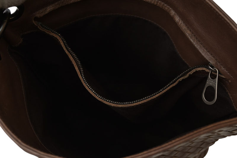 ボッテガヴェネタ ショルダーバッグ/メッセンジャーバッグ BOTTEGA VENETA クロスボディ イントレチャートVN ライトブラウン 172726【中古】
