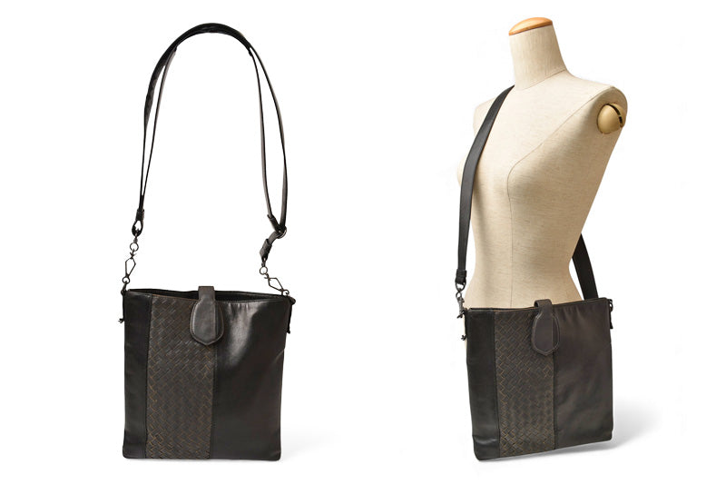 ボッテガヴェネタ ショルダーバッグ/メッセンジャーバッグ BOTTEGA VENETA クロスボディ イントレチャートVN ブラック/グレー 【中古】