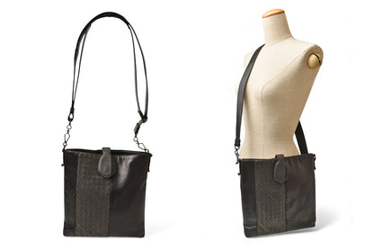 ボッテガヴェネタ ショルダーバッグ/メッセンジャーバッグ BOTTEGA VENETA クロスボディ イントレチャートVN ブラック/グレー 【中古】