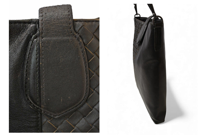 ボッテガヴェネタ ショルダーバッグ/メッセンジャーバッグ BOTTEGA VENETA クロスボディ イントレチャートVN ブラック/グレー 【中古】