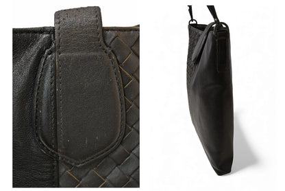 ボッテガヴェネタ ショルダーバッグ/メッセンジャーバッグ BOTTEGA VENETA クロスボディ イントレチャートVN ブラック/グレー 【中古】