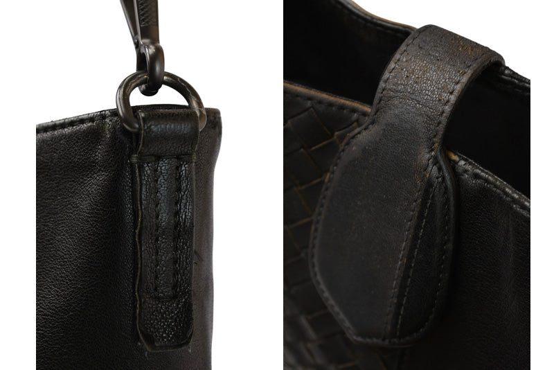 ボッテガヴェネタ ショルダーバッグ/メッセンジャーバッグ BOTTEGA VENETA クロスボディ イントレチャートVN ブラック/グレー 【中古】