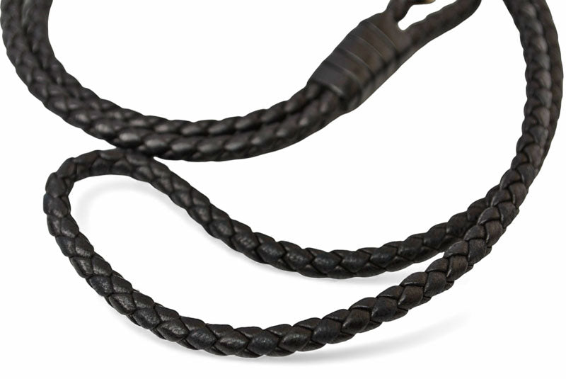 ボッテガヴェネタ ネックストラップ BOTTEGA VENETA イントレチャート ブラック 未使用【中古】