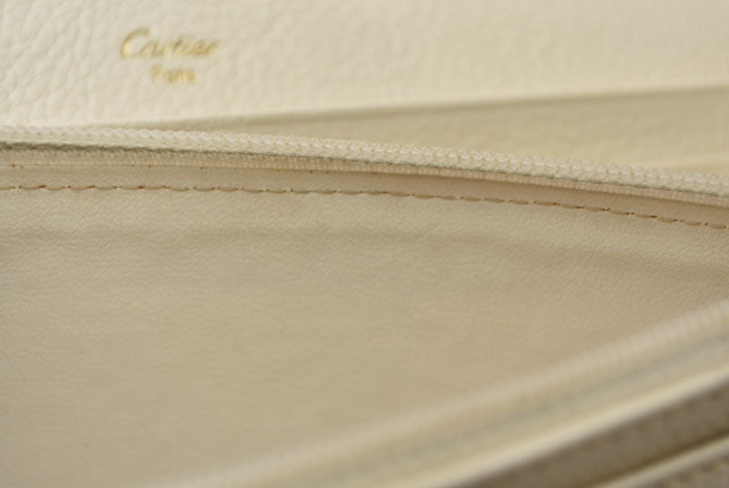 カルティエ 財布 Cartier 長財布 マルチェロ 2C パンチングロゴ ホワイト【中古】