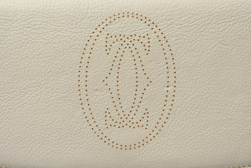 カルティエ 財布 Cartier 長財布 マルチェロ 2C パンチングロゴ ホワイト【中古】