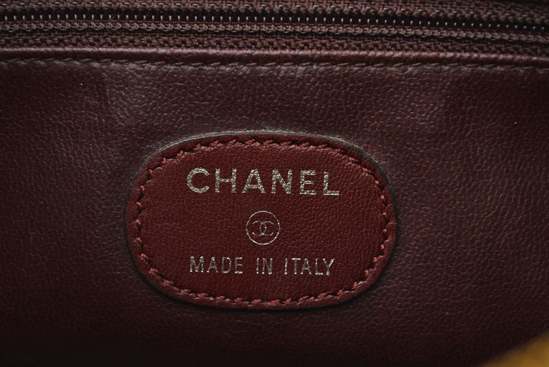 シャネル ポーチ CHANEL コスメポーチ ヴィンテージ ココマーク キャビアスキン ボルドー【中古】