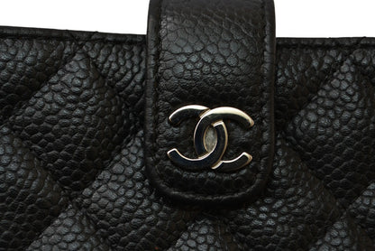 シャネル ポーチ/カードケース/コインケース CHANEL キャビアスキン ブラック/ボルドー【中古】