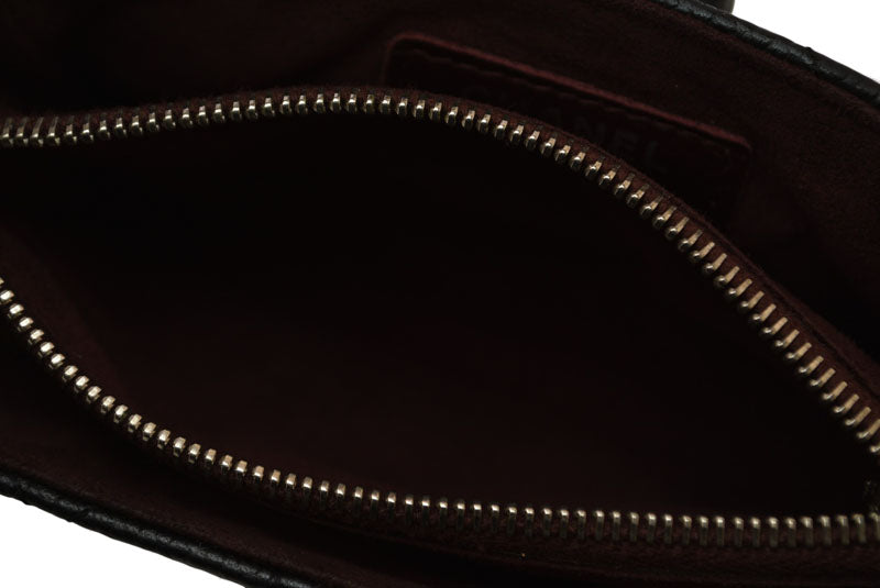 シャネル ポーチ/カードケース/コインケース CHANEL キャビアスキン ブラック/ボルドー【中古】