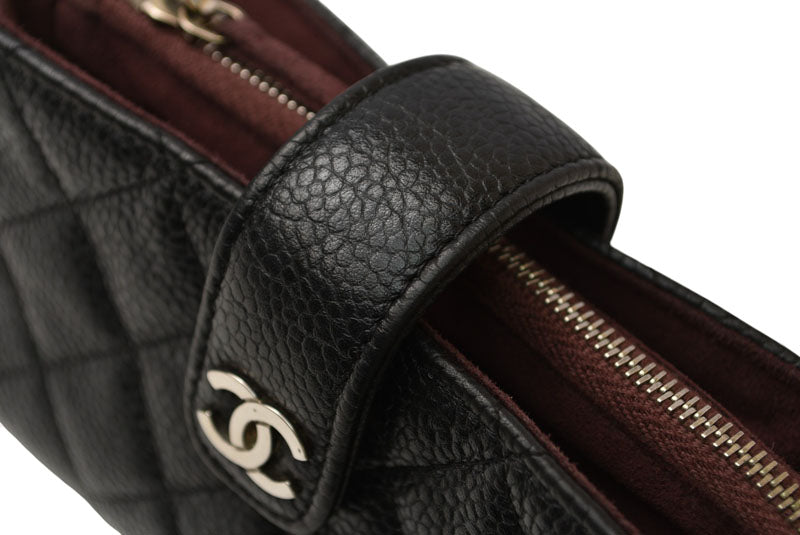 シャネル ポーチ/カードケース/コインケース CHANEL キャビアスキン ブラック/ボルドー【中古】