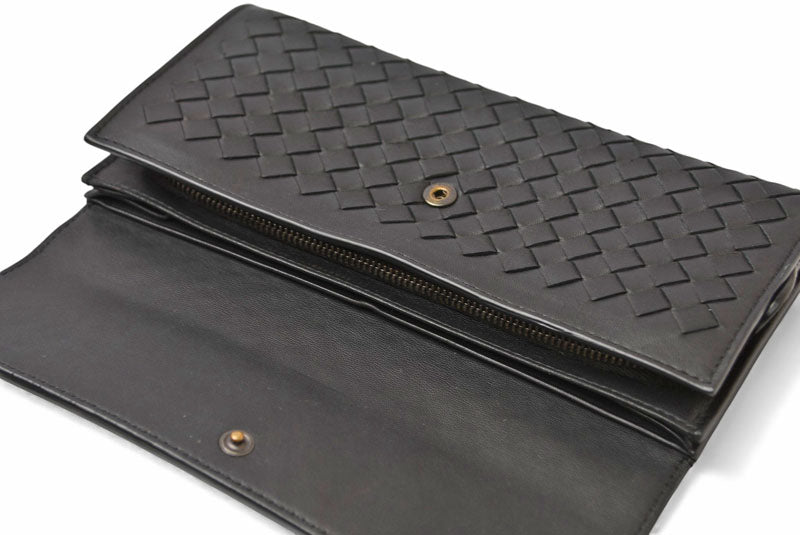 ボッテガヴェネタ 財布 BOTTEGA VENETA 長財布/コンチネンタルウォレット ブラック 150509【中古】