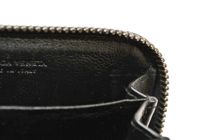 ボッテガヴェネタ カードケース/コインケース BOTTEGA VENETA ミニ財布 イントレチャート レザー ブラック 114075【中古】