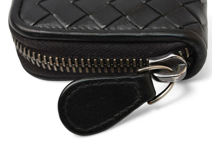 ボッテガヴェネタ カードケース/コインケース BOTTEGA VENETA ミニ財布 イントレチャート レザー ブラック 114075【中古】