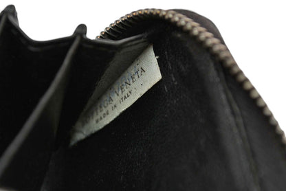 ボッテガヴェネタ カードケース/コインケース BOTTEGA VENETA ミニ財布 イントレチャート レザー ブラック 114075【中古】