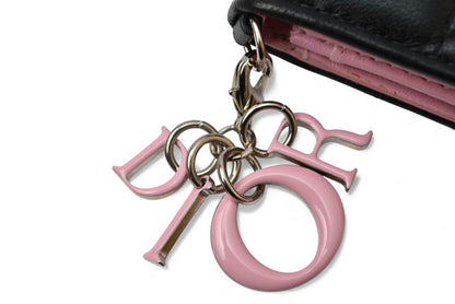 クリスチャンディオール コインケース/カードケース Christian Dior ミニ財布 ディオリッシモ ブラック/ピンク【中古】