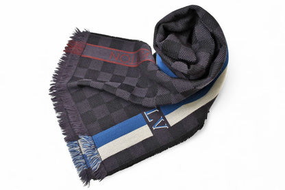 ルイヴィトン マフラー LOUIS VUITTON ウインタースカーフ ウール100％ エシャルプ メサジェ ダミエ 190cm M70339 アントラシット【中古】