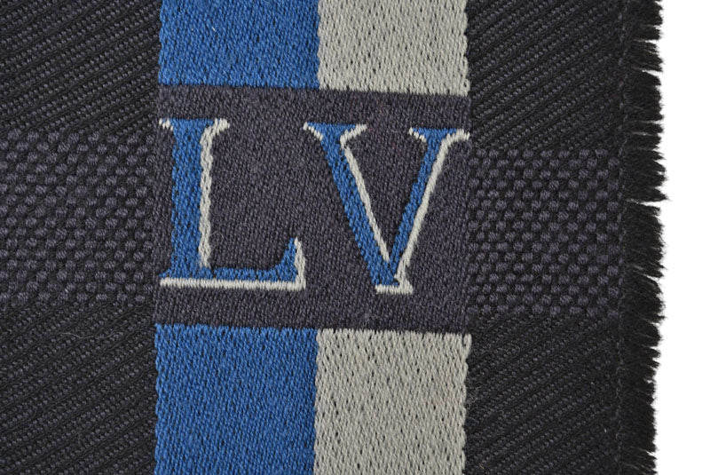 ルイヴィトン マフラー LOUIS VUITTON ウインタースカーフ ウール100％ エシャルプ メサジェ ダミエ 190cm M70339 アントラシット【中古】