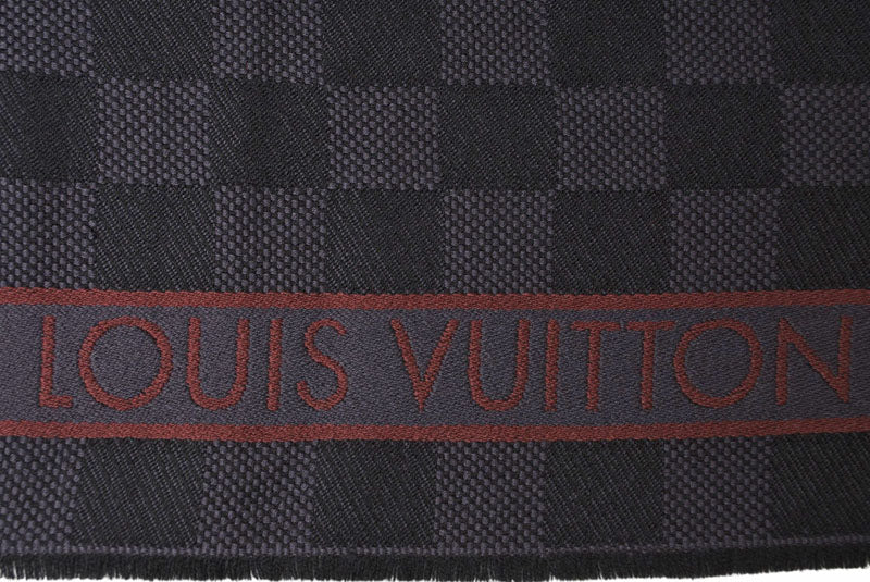 ルイヴィトン マフラー LOUIS VUITTON ウインタースカーフ ウール100％ エシャルプ メサジェ ダミエ 190cm M70339 アントラシット【中古】