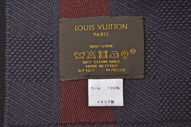 ルイヴィトン マフラー LOUIS VUITTON ウインタースカーフ ウール100％ エシャルプ メサジェ ダミエ 190cm M70339 アントラシット【中古】